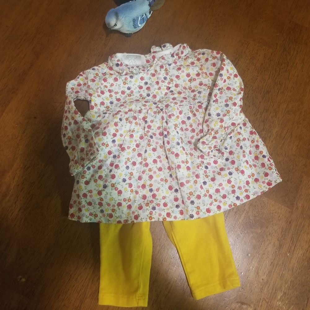 Floral Long sleeve Blouse & Yellow leggings